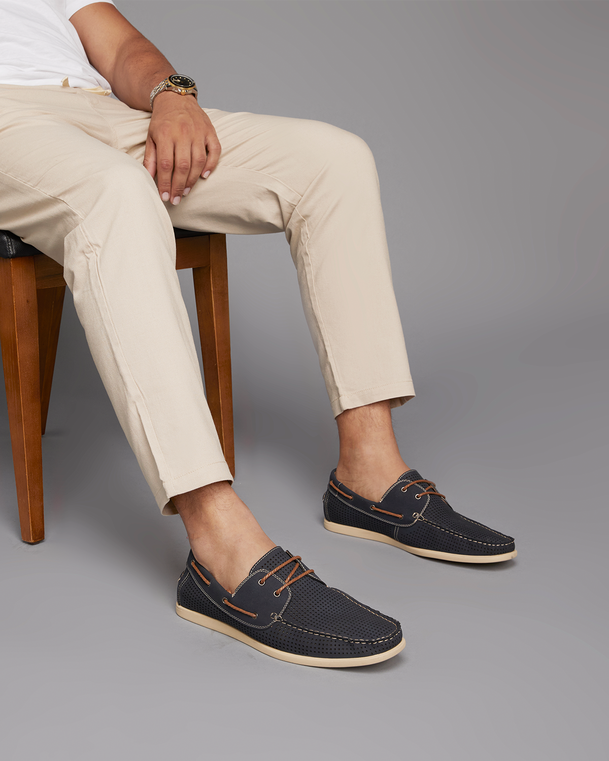 Uncut Shoes Maya Navy Men s Boat Shoe Deck Shoe Lace Up