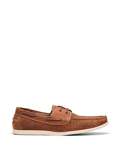 Uncut Shoes Maya Tan | Men's Boat Shoe | Deck Shoe | Lace Up | Perforated